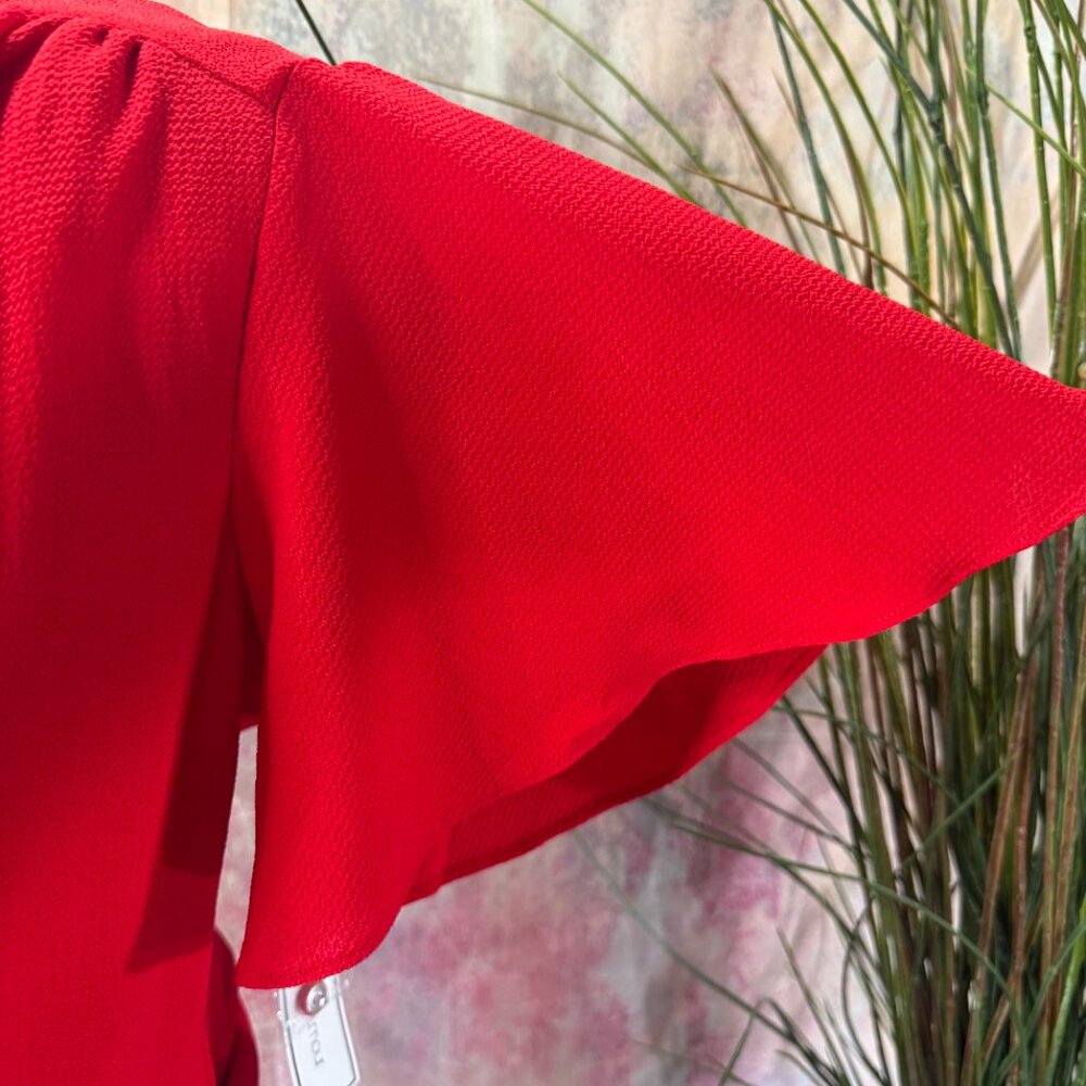 New πPremier Amour Feminine & Romantic Fire Red Romper with Pockets - Picture 4 of 16